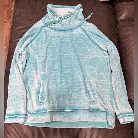 Green Tea Women's Light Teal Cowl Neck Sweatshirt - Picture 1 of 4